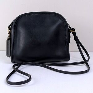 Vintage Coach Black Leather Hadley Zip Crossbody Bag 9935